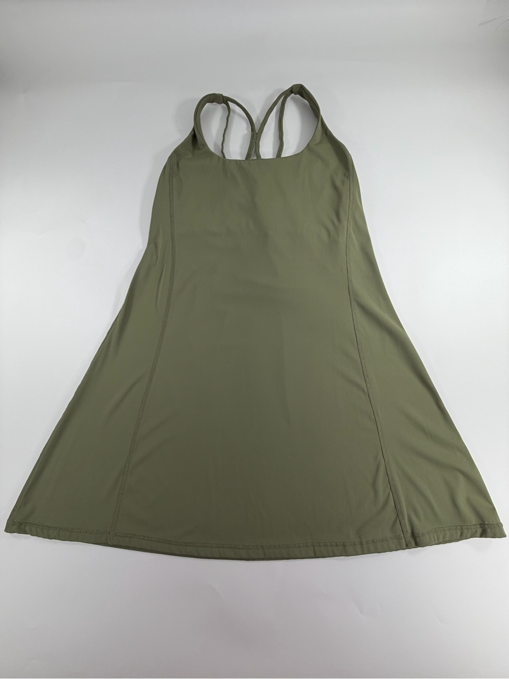 Unbranded Olive Green Athletic Dress Built-In Shelf Bra Racerback Size L